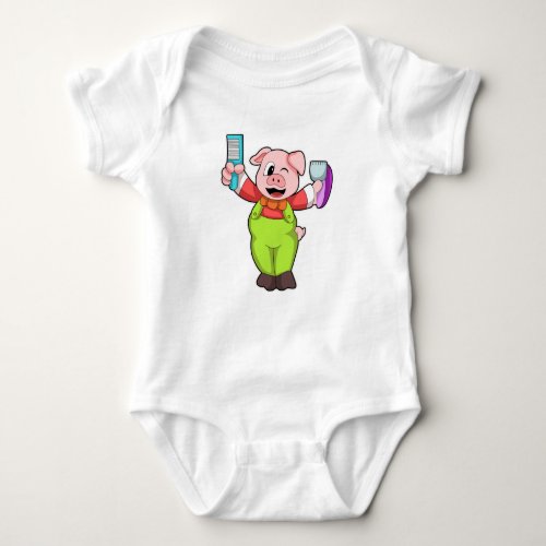 Pig with Scissors  Razor Baby Bodysuit