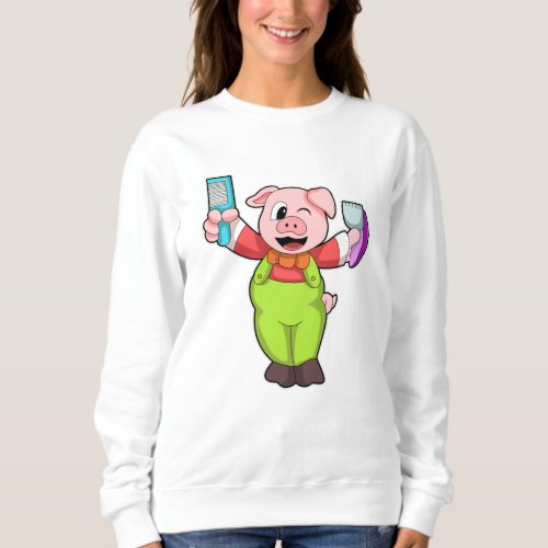 Pig with Scissors  Razor Sweatshirt