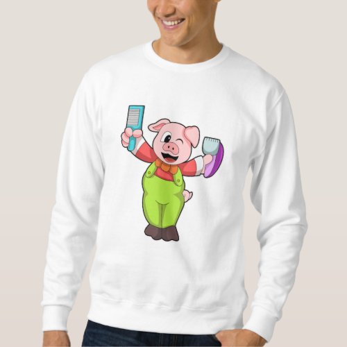 Pig with Scissors  Razor Sweatshirt