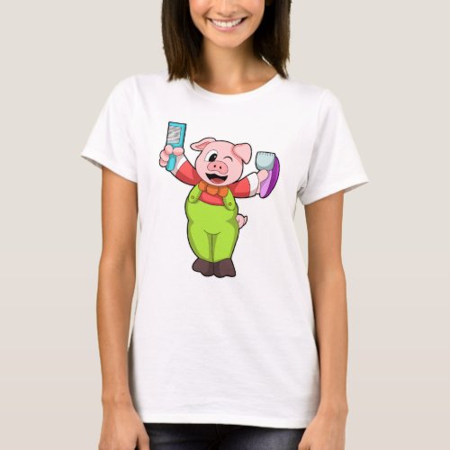 Pig with Scissors  Razor T_Shirt