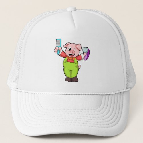 Pig with Scissors  Razor Trucker Hat