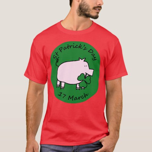 Pig with Shamrock St Patricks Day T_Shirt