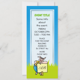 Pig with Sign Invitation