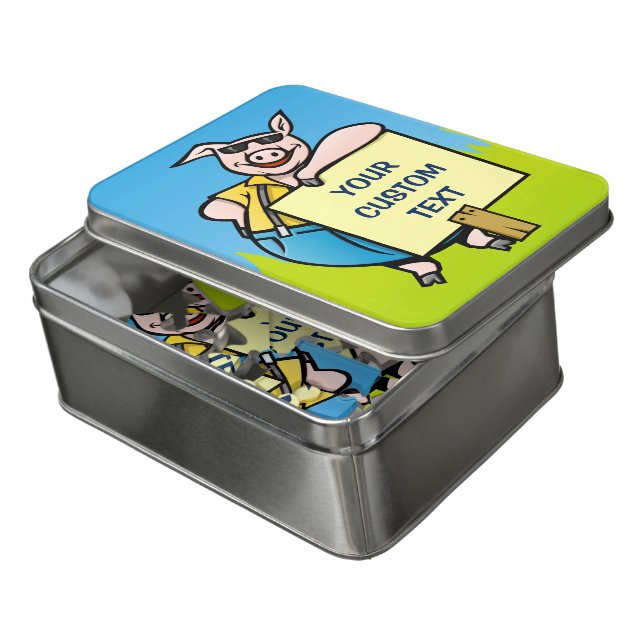 Pig with sign jigsaw puzzle (Lid Open)