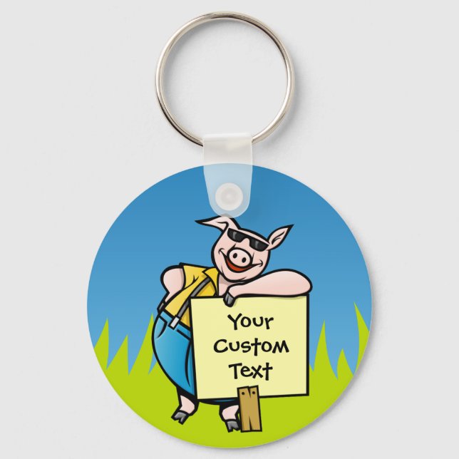 Pig with Sign Keychain (Front)