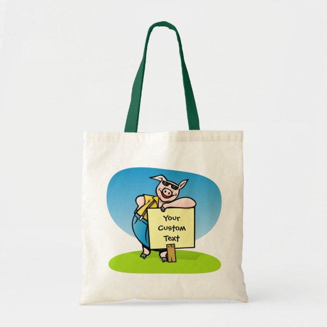 Pig with sign large tote bag (Front)