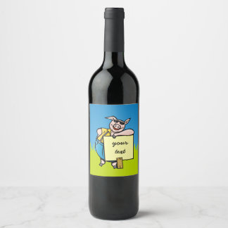 Pig with Sign Wine Label