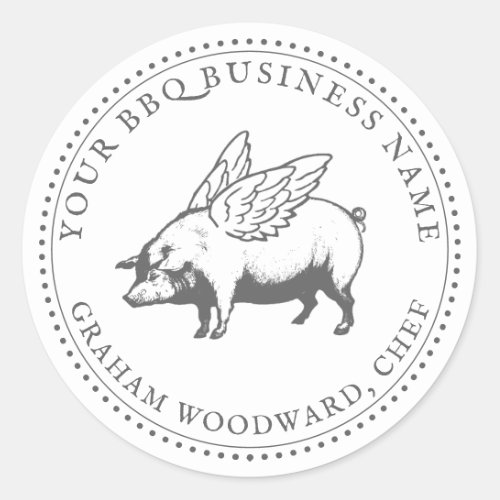 Pig With Wings BBQ Barbecue  Classic Round Sticker