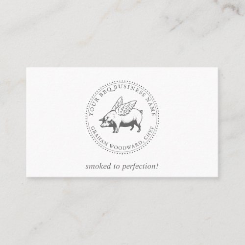 Pig With Wings BBQ Barbecue Square Business Card