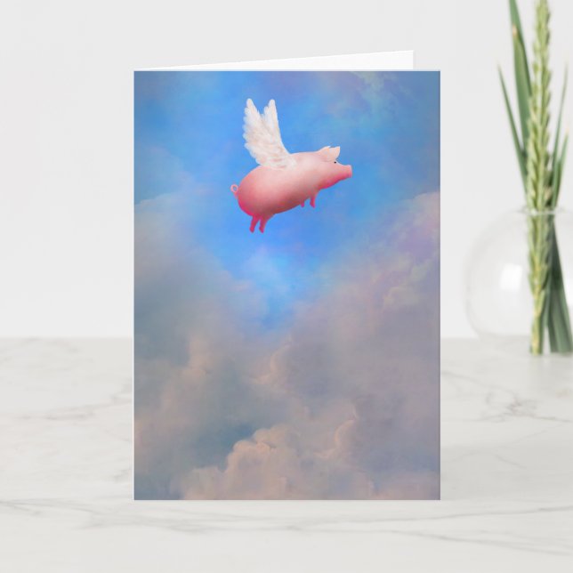 Pig with wings greeting card (Front)
