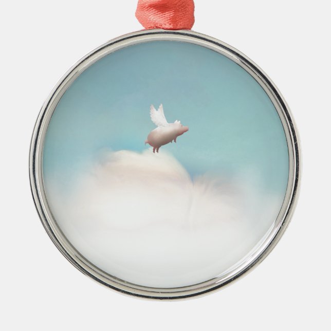 pig with wings metal ornament (Front)