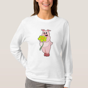 Pig with yellow Flower T-Shirt