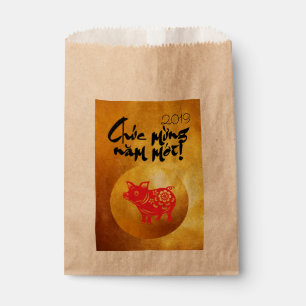 Pig Year 2019 Greeting in Vietnamese Gold Favor B Favor Bag