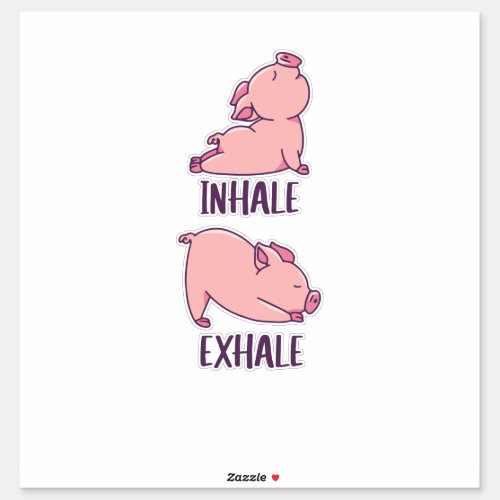 Pig Yoga Cute Pigs Doing Sport inhale exhale Sticker