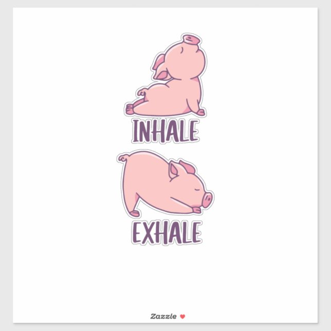 Pig Yoga Cute Pigs Doing Sport inhale exhale Sticker (Sheet)