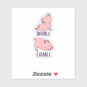 Pig Yoga Cute Pigs Doing Sport inhale exhale Sticker