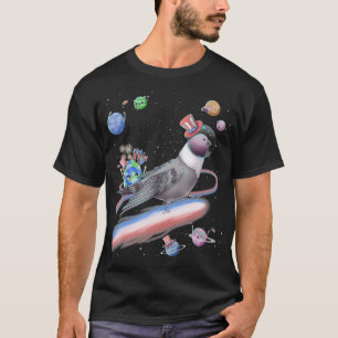 Pigeon 4th Of July USA American Flag Space Party T-Shirt