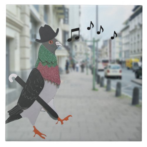 Pigeon About Town Ceramic Tile