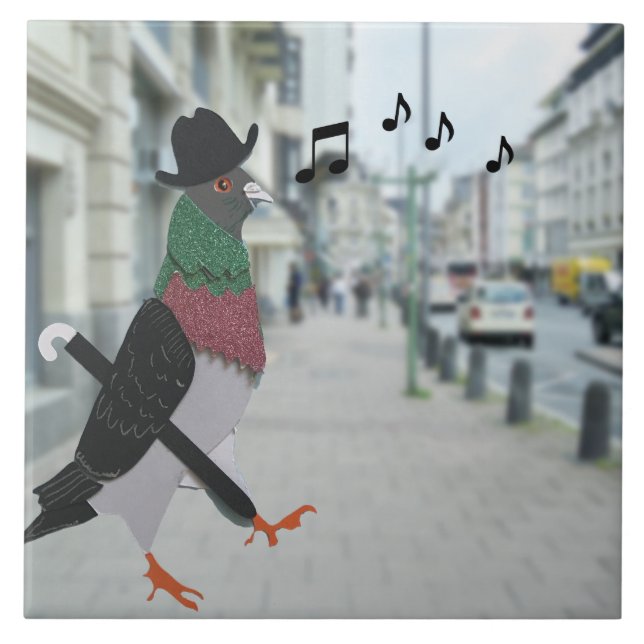 Pigeon About Town Ceramic Tile (Front)