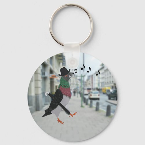 Pigeon About Town Funny Keychain
