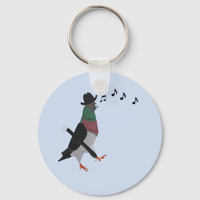 Pigeon About Town Funny Keychain (Front)