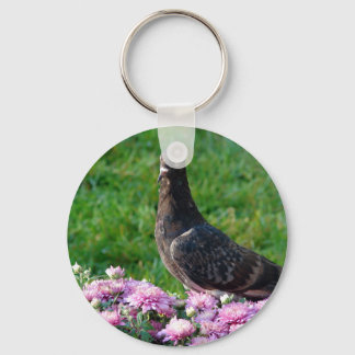Pigeon and Mums Keychain