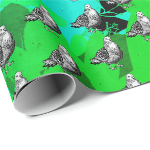 Pigeon Artwork Black & White Bird Sketch Wrapping Paper