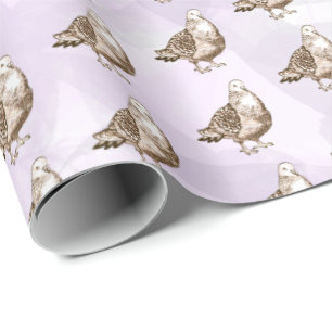 Pigeon Artwork Black & White Bird Sketch Wrapping Paper