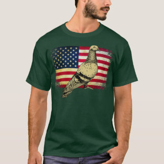 Pigeon Bird 4th Of July American Flag T-Shirt