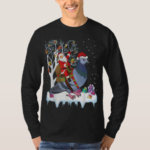 Pigeon Bird Lover Xmas Gift Santa Riding Pigeon Ch T-Shirt