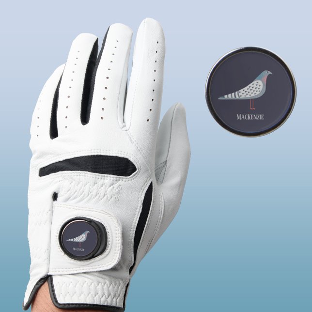 Pigeon Bird Personalized Golf Glove (Fun pigeon personalized golf glove with marker)
