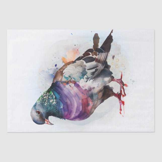 Pigeon Bird Watercolor Tissue Paper (Front)