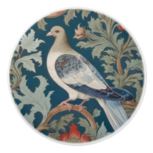 Pigeon Bird William Morris style Left facing Ceramic Knob