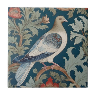 Pigeon Bird William Morris style Right facing Ceramic Tile