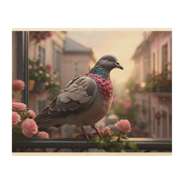 pigeon bird wood wall art (Front)