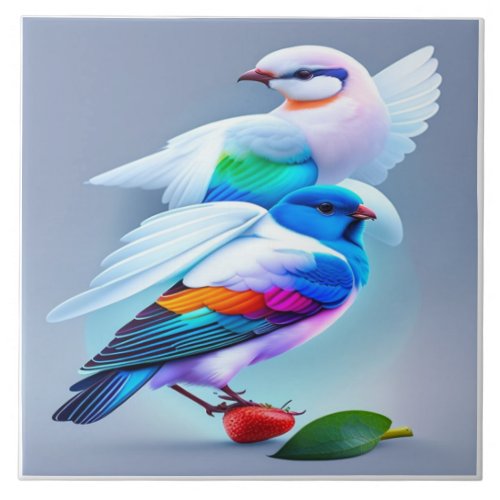 Pigeon Bliss Feathers and Colors in Symphony Ceramic Tile