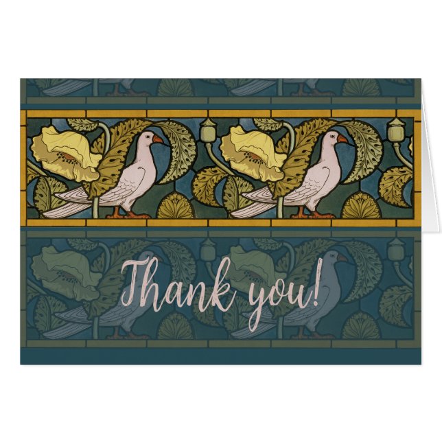 Pigeon Blue Yellow Fish Art Nouveau (Front Horizontal)