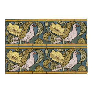 Pigeon Blue Yellow Fish Art Nouveau Placemat