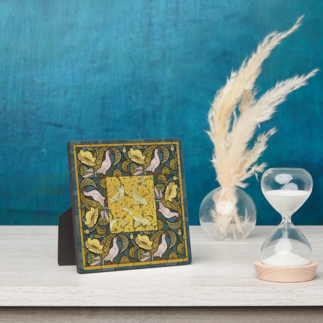 Pigeon Blue Yellow Fish Art Nouveau Plaque (Insitu)