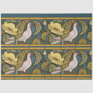 Pigeon Blue Yellow Fish Art Nouveau Tissue Paper