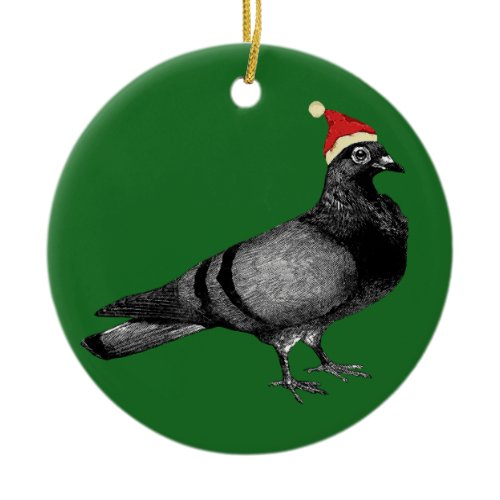 pigeon christmas ceramic ornament