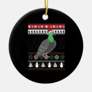 Pigeon - Christmas Pigeon Ugly Christmas Ceramic Ornament