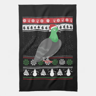 Pigeon - Christmas Pigeon Ugly Christmas Kitchen Towel