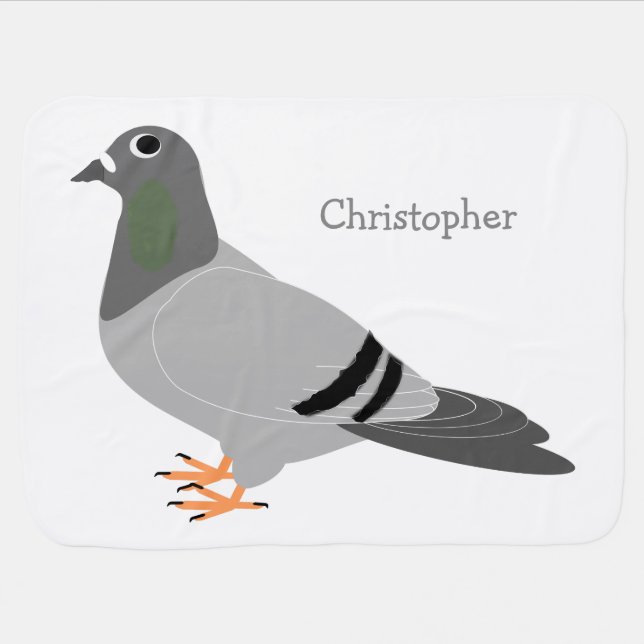 Pigeon Design Just Add Name Swaddle Blanket (Horizontal)