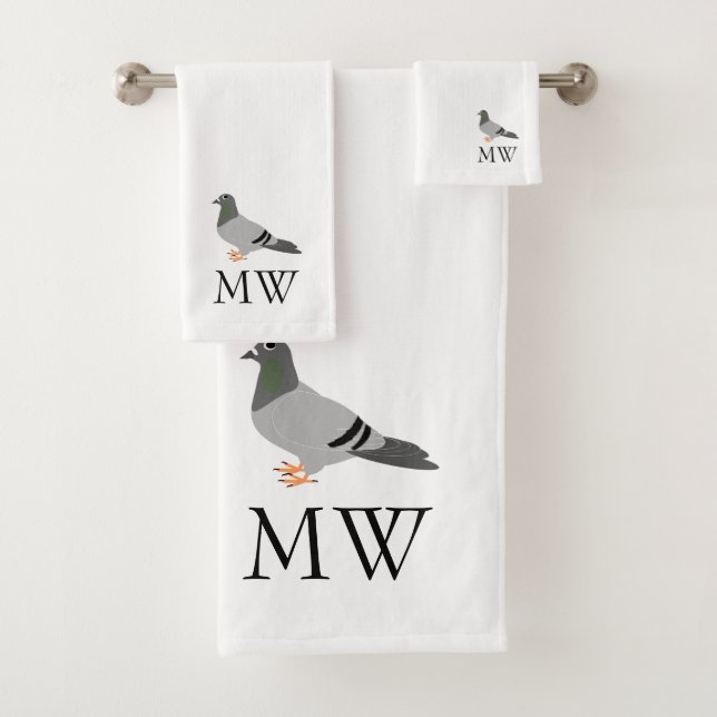 Pigeon Design Monogrammed Bath Towel Set (Insitu)