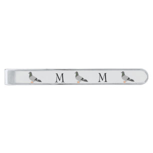 Pigeon Design Monogrammed Silver Finish Tie Bar