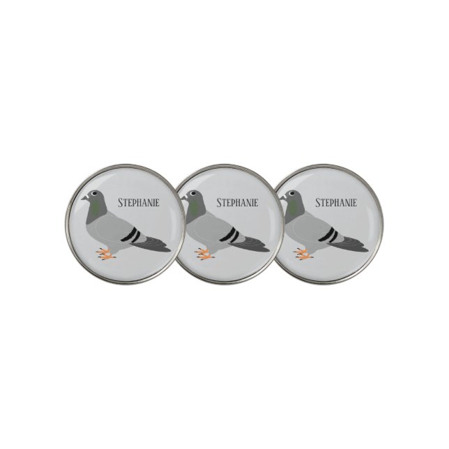 Pigeon Design Personalised Any Colour Background Golf Ball Marker (3 Up)