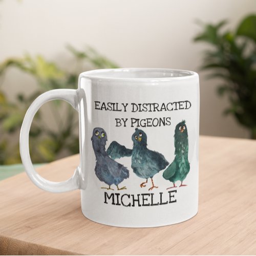 Pigeon Distracted By Bird Lover  Coffee Mug