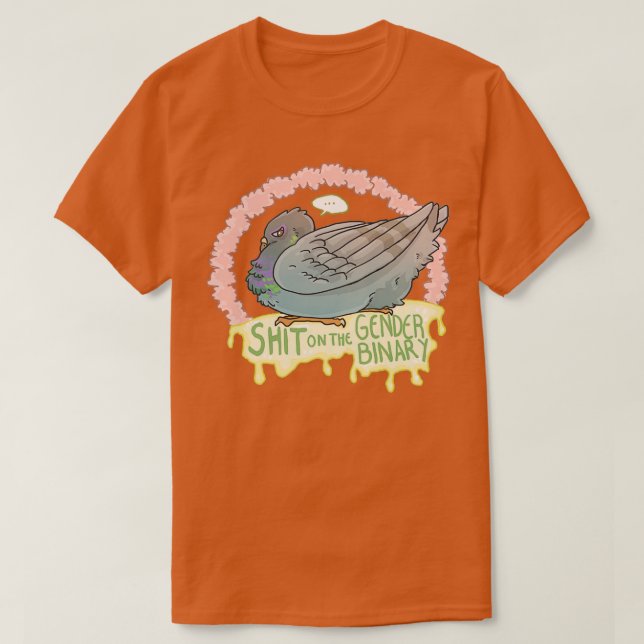 Pigeon does not like the gender binary T-Shirt (Design Front)