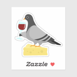 Pigeon Drinking Wine Vinyl Stickers